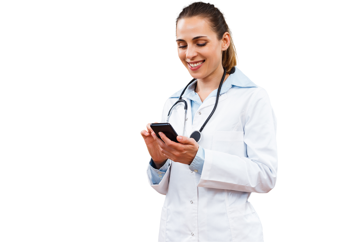 Profesional de la salud usando PxBlue